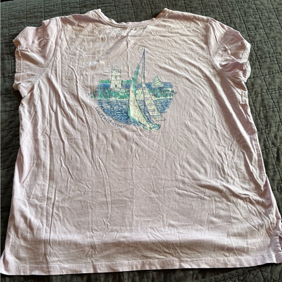 Vineyard Vines Tops - Vineyard Vines Womens Lavender‎ Sailboat Lighthouse Pocket T-Shirt Medium Cotton